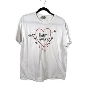 Harry Styles T-Shirt Unisex Large White Fine Line Album Heart Graphic Tour Merch